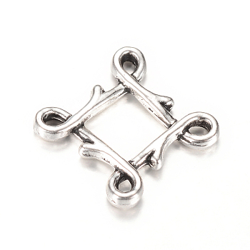 Tibetan Style Alloy Chandelier Components Links, Rhombus, Cadmium Free & Lead Free, Antique Silver, 21x21x2mm, Hole: 2x1mm, about 880pcs/1000g