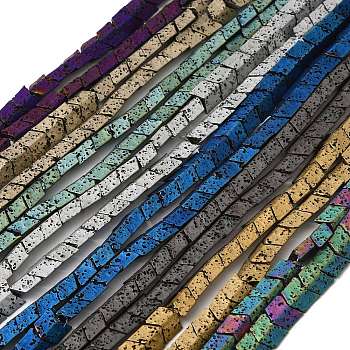 Electroplated Natural Lava Rock Beads Strands, Arrow, Mixed Color, 9x8.5x4mm, Hole: 1mm, about 57pcs/strand, 16.54''(42cm)