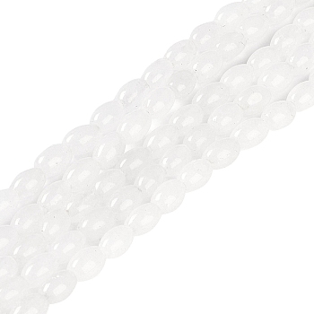 Natural White Jade Beads Strands, Oval, 6.5x4.5mm, Hole: 0.9mm, about 62~63pcs/strand, 15.16''(38.5cm)