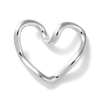 Rack Plated Brass Heart Links, Long-Lasting Plated, Lead Free & Cadmium Free, Platinum, 16x18x6mm