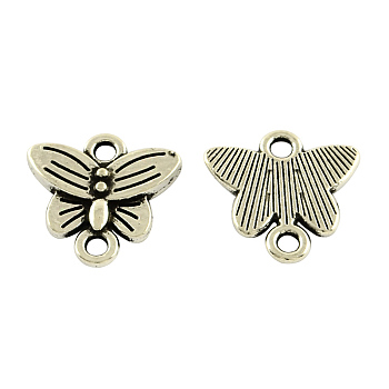 Butterfly Tibetan Style Alloy Links connectors, Cadmium Free & Lead Free, Antique Silver, 14x14.5x2mm, Hole: 2mm