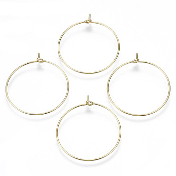 Brass Wine Glass Charms Rings, Hoop Earring Findings, DIY Material for Basketball Wives Hoop Earrings, Nickel Free, Real 18K Gold Plated, 35x30x0.7mm, 21 Gauge