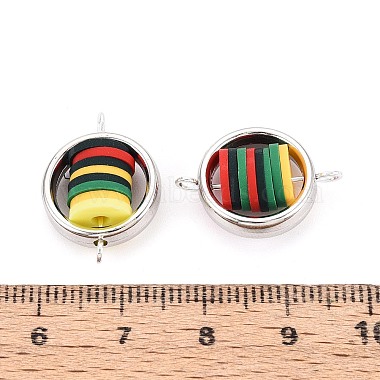 Polymer Clay Disc Beads with CCB Plastic Ring Frame Connector Charms(CLAY-T022-33M)-3