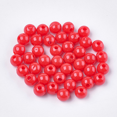 6mm Red Round Plastic Beads