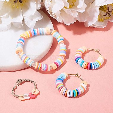 Flat Round Handmade Polymer Clay Bead Spacers(CLAY-R067-4.0mm-26)-4