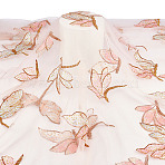 2 Yards Sequin Organza Fabrics, DIY Craft Supplies, Dragonfly Pattern, PeachPuff, 1500x0.3mm(DIY-GA0007-73A)