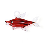 Handmade Lampwork Big Pendants, Fish Charms, Dark Red, 31~33x49.5~52.5x11.5~14.5mm, Hole: 3.5~5.5x3.5~4.5mm(LAMP-T025-03C)