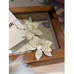 Alloy Acrylic Hoop Earrings, Flower, Golden, White, 70mm(FS-WG83FF4-02)