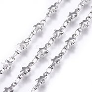 304 Stainless Steel Link Chains, Soldered, Star, Stainless Steel Color, 10x4.5x2mm(STAS-P219-74)