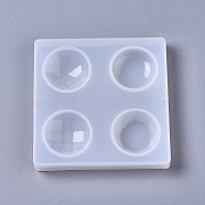 Silicone Molds, Resin Casting Molds, For UV Resin, Epoxy Resin Jewelry Making, Round, White, 96x96x12.5mm, Flat Round: 32mm(X-DIY-F041-17C)