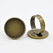 Brass Adjustable Ring Blank Base Cabochon Setting Components, Nickel Free, Antique Bronze, Tray: 21mm, 20mm(KK-O003-05AB-NF)