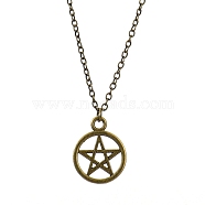 Antique Bronze Alloy Pendant Necklaces, with Cable Chains, Star, 17.72 inch(45cm)(PW-WG34055-08)