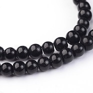 Glass Round Beads Strands, Black, 4x3mm, Hole: 1mm, about 99pcs/strand, 11.8 inch(GLAA-O005-A02-3mm)
