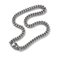 304 Stainless Steel Cuban Link Chain Necklaces, Stainless Steel Color, 24.17 inch(61.4cm)(NJEW-P288-21P)