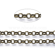 Brass Rolo Chains, Belcher Chains, Soldered, with Spool, Cadmium Free & Nickel Free & Lead Free, Antique Bronze, 4.5x1.2mm, about 150.91 Feet(46m)/roll(CHC-S008-002A-AB)