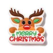 Christmas series Silicone Beads, Colorful, Deer, 29.5x30x8mm, Hole: 2mm(SIL-S006-01E)