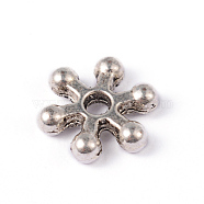 Alloy Daisy Spacer Beads, Flower, Lead Free & Cadmium Free, Antique Silver, 7x2mm, Hole: 1.5mm(PALLOY-ZN152-AS-RS)