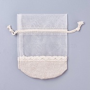 Organza Bags, with Cotton Cloth, Rectangle, Beige, 16.7x12.7x0.5cm(OP-WH0007-01)
