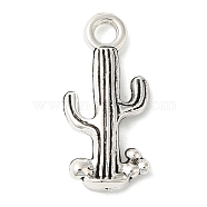 Tibetan Style Alloy Cactus Pendants, Cadmium Free & Lead Free, Antique Silver, 20.5x9x3mm, Hole: 2mm(TIBEP-3932-AS-LF)