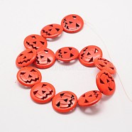 Pumpkin Jack-O'-Lantern Synthetic Turquoise Beads Strands, Dyed, Orange, 20x5mm, Hole: 1mm, about 21pcs/strand, 15.7 inch(TURQ-I012-20mm-03)