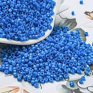 Baking Paint Glass Seed Beads, Cylinder, Dodger Blue, 2.5x2mm, Hole: 1.4mm, about 45359pcs/pound(SEED-S042-05A-37)