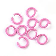 Iron Jump Rings, Open Jump Rings, Hot Pink, 17 Gauge, 8~8.5x1.2mm, Inner Diameter: 5~6mm(IFIN-F149-F16)