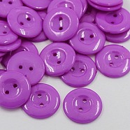 Acrylic Sewing Buttons for Costume Design, Plastic Shirt Buttons, 2-Hole, Dyed, Flat Round, Dark Orchid, 21x2.5mm, Hole: 1mm(BUTT-E087-A-09)