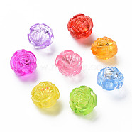 Transparent Acrylic Beads, Flower, Mixed Color, 11x10.5x9.5mm, Hole: 3mm, about 980pcs/500g(MACR-N013-012)