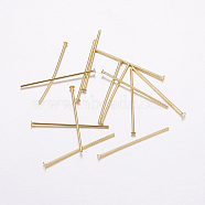 Brass Flat Head Pins, Long-Lasting Plated, Real 18K Gold Plated, Cadmium Free & Nickel Free & Lead Free, 25.5x0.6mm, Head: 2mm(X-KK-F714-06G-B)