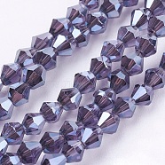 Electroplate Glass Beads Strands, Full Plated, Faceted, Bicone, Thistle, 3x3mm, Hole: 1mm, about 128~135pcs/strand, 13.8(EGLA-J026-3mm-F21)