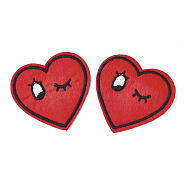 Computerized Embroidery Cloth Iron On Patches, Costume Accessories, Appliques, Heart, Red, 52x55x1.5mm(FIND-T030-032)