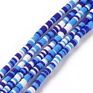 Handmade Polymer Clay Beads Strands, for DIY Jewelry Crafts Supplies, Heishi Beads, Disc/Flat Round, Medium Blue, 3x0.6~1.2mm, Hole: 1.6~1.8mm, about 412pcs/strand, 15.94 inch(40.5cm)(CLAY-R089-3mm-001)