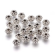 Tibetan Style Spacer Beads, Lead Free & Nickel Free & Cadmium Free, Rondelle, Antique Silver, 6.5x4.5mm thick, Hole: 1mm(LF0914Y-NF)