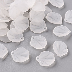 Transparent Frosted Acrylic Pendants, Petaline, White, 16x14.5x3mm, Hole: 1.6mm(MACR-S371-02A-701)