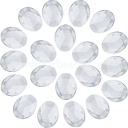 Acrylic Rhinestone Flat Back Cabochons, Faceted, Bottom Silver Plated, Oval, Clear, 40x30x7~7.5mm, 20pcs/box(DIY-GF0009-17C)