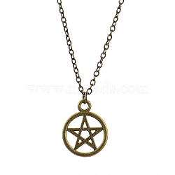 Antique Bronze Alloy Pendant Necklaces, with Cable Chains, Star, 17.72 inch(45cm)(PW-WG34055-08)