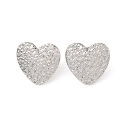 Non-Tarnish 304 Stainless Steel Stud Earrings for Women, Heart, 22x22mm(EJEW-L272-029P-02)