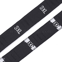Clothing Size Labels(3XL), Sewing Fabric Band, Garment Accessories, Size Tags, Black, 12.5mm, about 10000pcs/bag(OCOR-S120A-01)