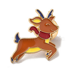 Christmas Theme Enamel Pin, Golden Alloy Brooches for Backpack Clothes, Deer, 25x22x1.5mm(XMAS-R001-02G)