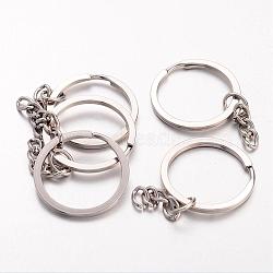 Iron Split Key Rings, Keychain Clasp Findings, Platinum, 25mm(IFIN-H040-N)
