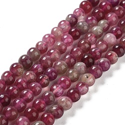 Natural Watermelon Tourmaline Bead Strands, Round, Dyed, 6mm, Hole: 1mm, about 66~67pcs/strand, 14.76~14.96 inch(37.5~38cm)(G-NH0006-A01-01)