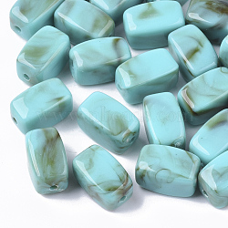 Acrylic Beads, Imitation Gemstone Style, Cuboid, Light Sea Green, 13x7.5x7.5mm, Hole: 1.6mm, about 700pcs/500g.(OACR-N130-016D)