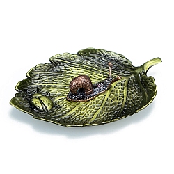 Leaf & Snails Alloy Incense Burners, Incense Holders, Home Office Teahouse Zen Buddhist Supplies, Antique Bronze, 110x80mm(PW-WG85A3E-01)