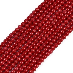 Synthetic Coral Beads Strands, Round, FireBrick, 3mm, Hole: 0.8mm, about 148pcs/strand, 16.46''(41.8cm)(CORA-M003-01)