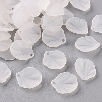 Transparent Frosted Acrylic Pendants, Petaline, White, 16x14.5x3mm, Hole: 1.6mm