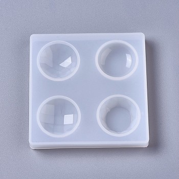 Silicone Molds, Resin Casting Molds, For UV Resin, Epoxy Resin Jewelry Making, Round, White, 96x96x12.5mm, Flat Round: 32mm