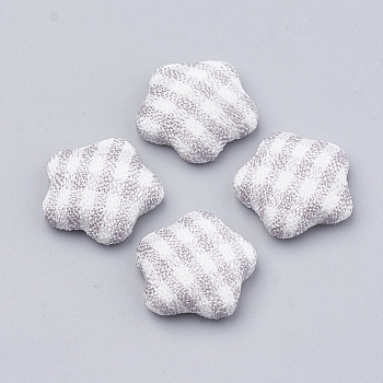 Cloth Fabric Cabochons, with Aluminum Bottom, Star, Gainsboro, 16x16x6mm