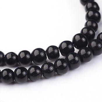 Glass Round Beads Strands, Black, 4x3mm, Hole: 1mm, about 99pcs/strand, 11.8 inch