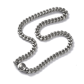 304 Stainless Steel Cuban Link Chain Necklaces, Stainless Steel Color, 24.17 inch(61.4cm)