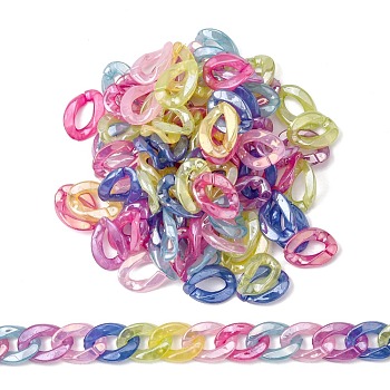 Imitation Jelly Acrylic Linking Rings, Quick Link Connectors, for Curb Chains Making, Pearlized, Twist, Mixed Color, 23x17x4.5mm, Inner Diameter: 13.5x7mm